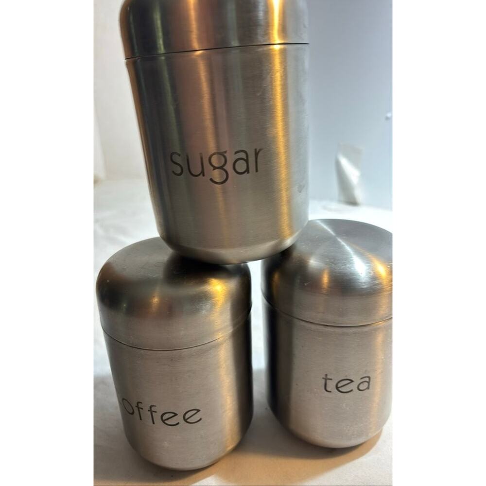Stainless Steel Canister Set for Sugar, Coffee, and Tea - Picture 2 of 5
